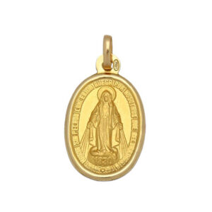 Medalla de oro amarillo de la Virgen Milagrosa 6564-1