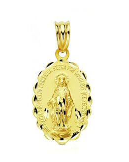 Medalla de oro amarillo de la Virgen Milagrosa 7275-1