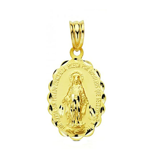 Medalla de oro amarillo de la Virgen Milagrosa 7275-1