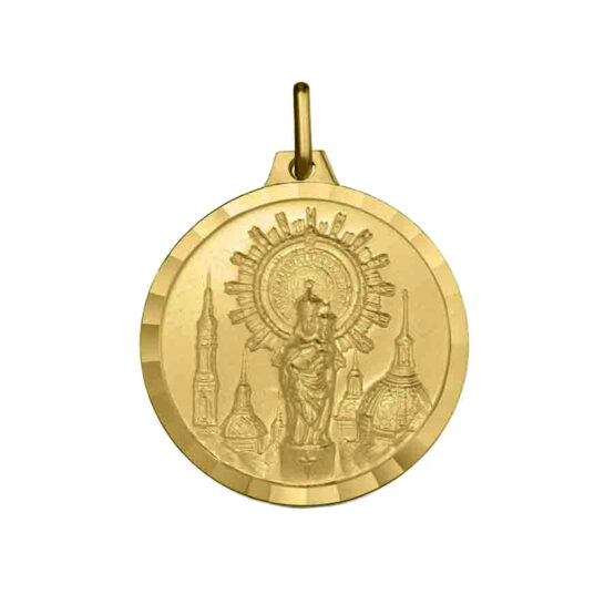 Medalla de oro amarillo de la Virgen del Pilar 185-1