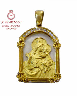 Medalla de oro de la Virgen del Carmen con nácar 5500-1 Medalla de oro de la Virgen del Carmen con nácar 5500-1