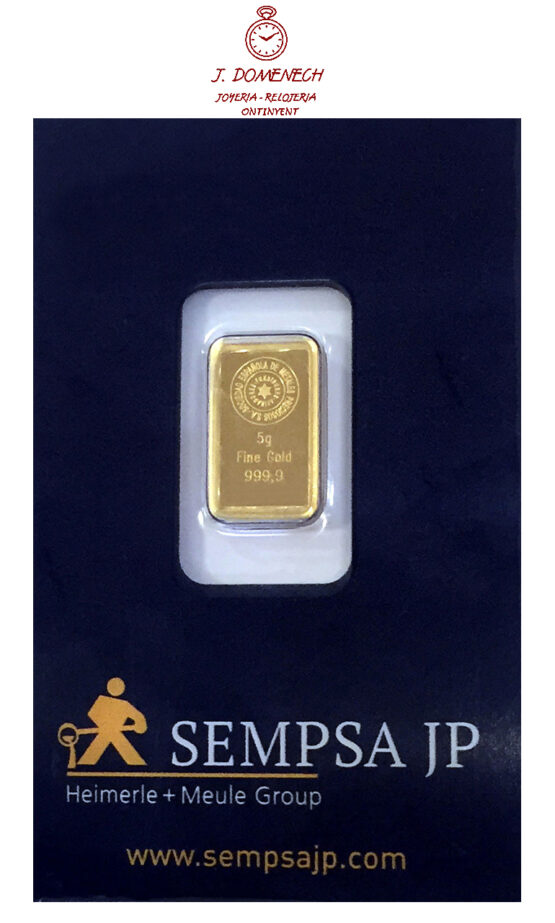 Lingote de oro fino Sempsa de 5 gramos