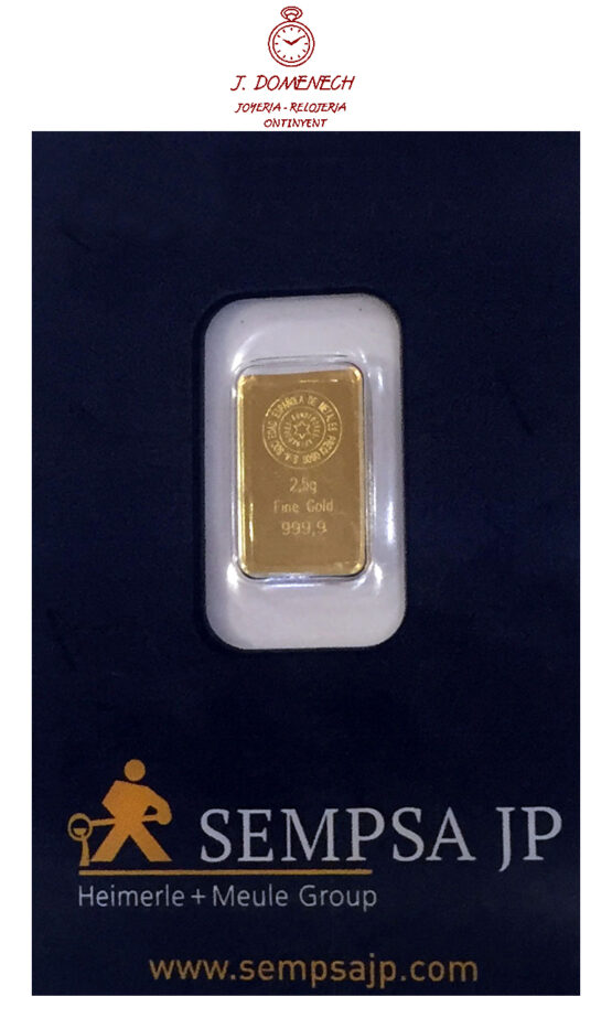 Lingote de oro puro Sempsa de 2.50 gramos