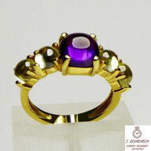 Sortija de oro amarillo con citrinos de colores