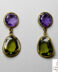 Pendientes de oro amarillo largos con cuarzos de colores