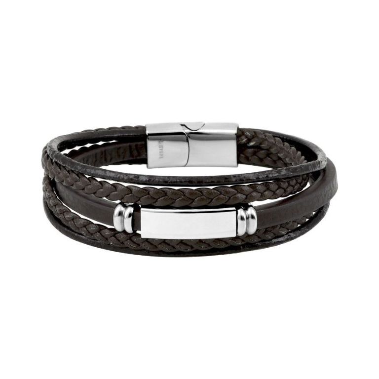 Pulsera de caballero de acero con 5 tiras y placa 433588