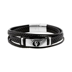 Pulsera de caballero estilo motero de acero con 5 tiras 433935