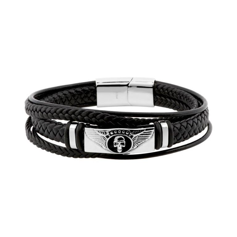 Pulsera de caballero estilo motero de acero con 5 tiras 433935