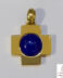 Cruz de oro amarillo con lapislázuli