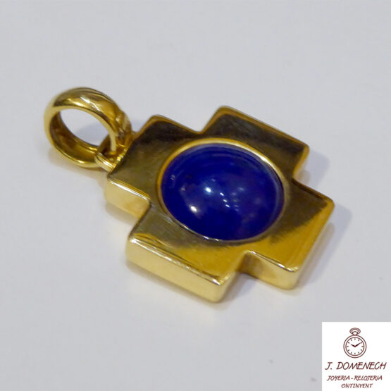 Cruz de oro amarillo con lapislázuli - Imagen 3