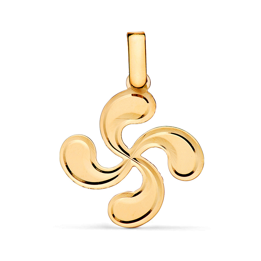 Colgante de oro amarillo Lauburu en brillo mediano