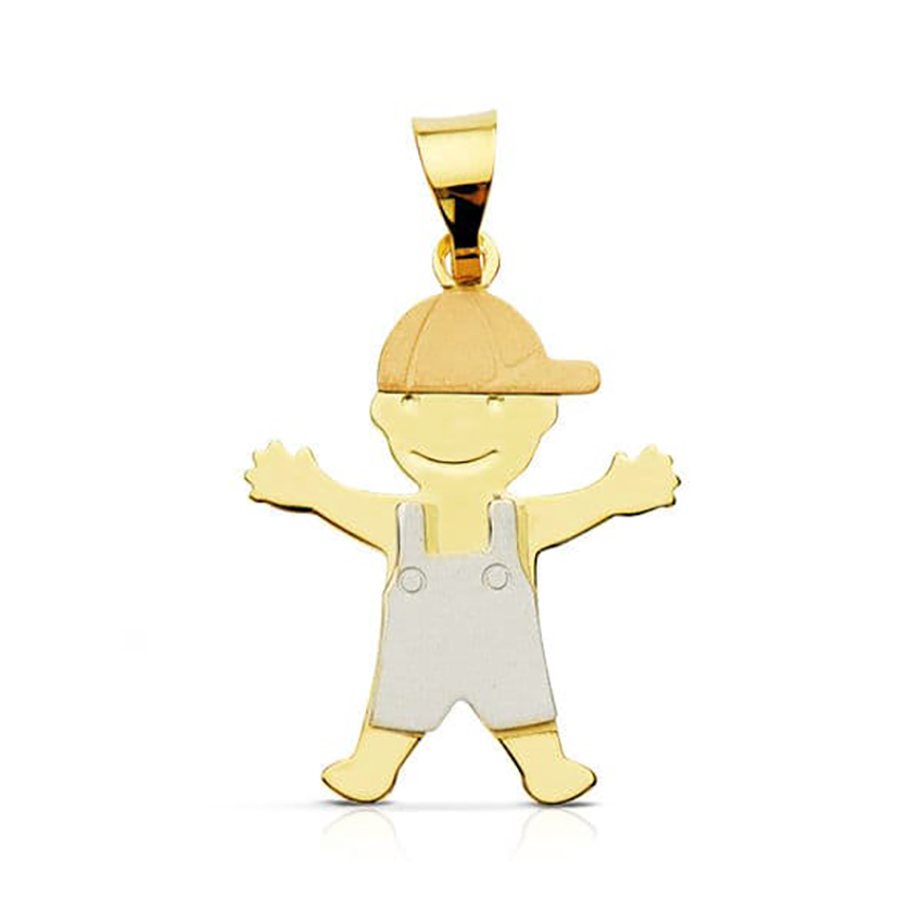 Colgante niño de oro tricolor 18K