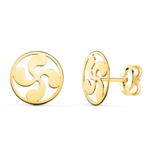 Pendientes de oro amarillo Lauburu en brillo de 8 mm