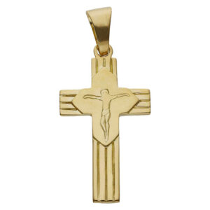 Cruz de oro amarillo plana con Cristo